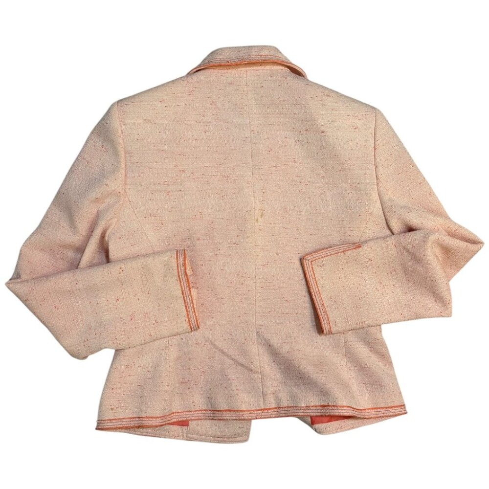 Vintage Albert Nipon Boutique Peach Silk Lined Bow Blazer Jacket - Picture 8 of 9